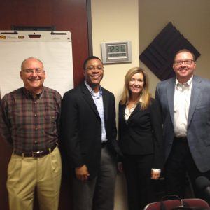 Mary Elizabeth Sadd with Pinnacle Search Partners, Larry Nemeth and Kevin Kinzler with Unishippers Global Logistics, Kevin Johnson with Johnson Media and Steven Pohl with Novelis