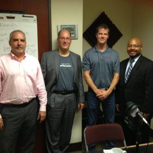 Ken Robbins with Response Mine Interactive, Steve Kapaun with TrainingPros, Perry Bell with Solar Energy USA and Brian Simon with Unishippers