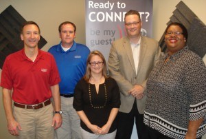 John Abel and Kirk Hines with AG Rhodes Health & Rehab, Reggie Jones with DTI and Wendy Bigham with Special Olympics Georgia