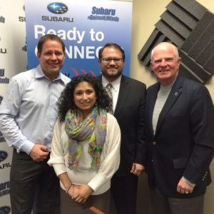 OPEN FOR BUSINESS: Stephanie Christopolous with Organized Chick, Bruno Taillefer with Minuteman Press of Duluth and Nick Masino with the Gwinnett Chamber of Commerce