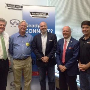 Mayor Jere Wood with the City of Roswell, Steve Schilling with Digital Ignition, and Dr. Glenn Cannon with Gwinnett Tech