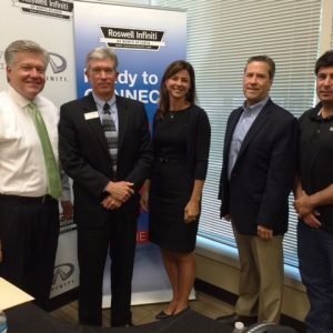 Bill May with Ecycle Atlanta, Linda Coyle with LGE Community Credit Union, and Rick Newcomer with Signal Outdoor Advertising