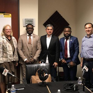 Josh Lieberman with KMS Technology, Ed Michael Reggie and Jeanne Schwartz with Funeralocity and Alain Chaps with Connaisseur Paris