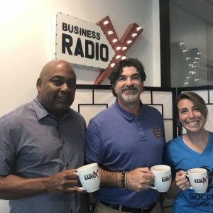 Doug Jackson with Shared Vision Marketing, Jonathan Silver with Atlanta Coffee Supply Group, and Lauren Glancy with Soccer in the Streets