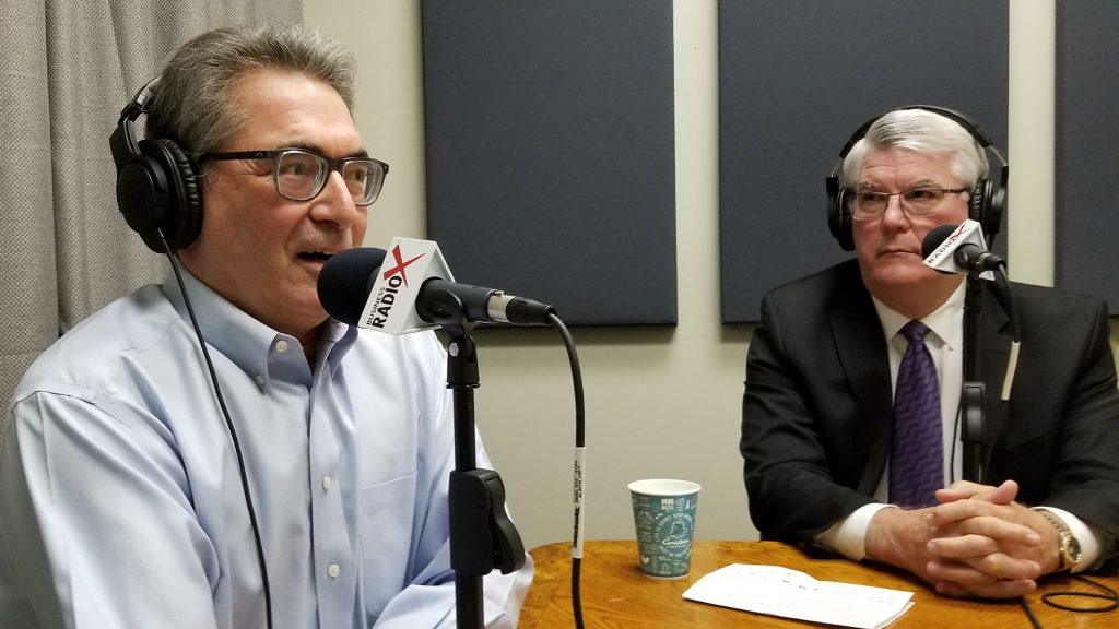 Timothy Moser with Quarles & Brady and Mike Brown with Washington Federal in the studio at Valley Business RadioX in Phoenix, AZ