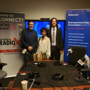 Dr. Nelson Pizarro with GSU & EgoStatic Industries LLC and Elijah Sullivan & Jasmin Chestnut with Social Entrepreneurship Club