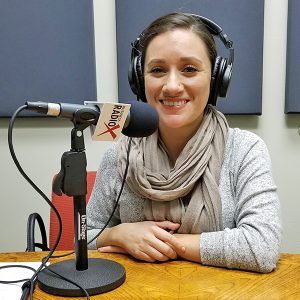 Anna Ortiz of Esperança in the studio at Valley Business RadioX in Phoenix, AZ