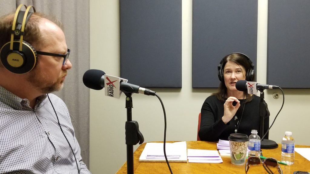 Chad Barnett with Foods 2000 and Marisa Felker with Washington Federal in the studio at Valley Business RadioX in Phoenix, AZ