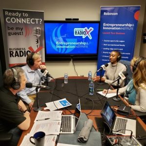 Ken Mathis with GSU ENI, Jennifer Daniels with Flying Laboratories and GSU Startup Mentee Adesuwa Imafidon