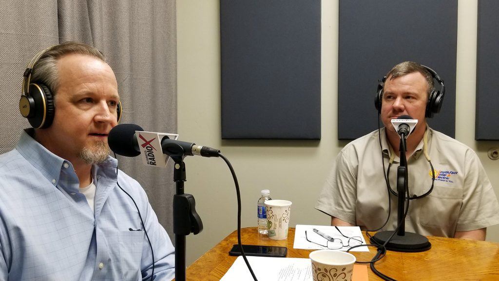 Scott Hufford with Chasse Building Team and Corey Garrison with SouthFace Solar & Electric in the studio at Valley Business RadioX in Phoenix, AZ