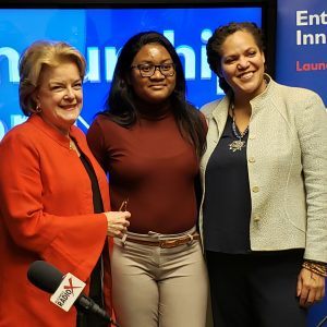 Dr. Nancy Mansfield with WomenLead, Dr. Isabelle Moniouis with the Entrepreneurship and Innovation Institute and Nastai Ndebele with Our Journey Through Code