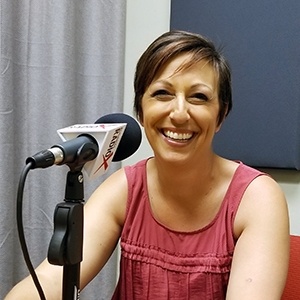 Sara Bernstein with Storybook Entertainment in the studio at Valley Business RadioX in Phoenix, AZ