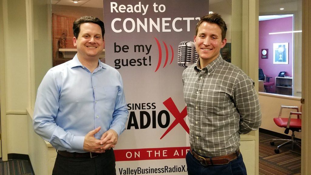 Ben Graff and Jason Wood with Quarles & Brady visiting Valley Business RadioX in Phoenix, Arizona