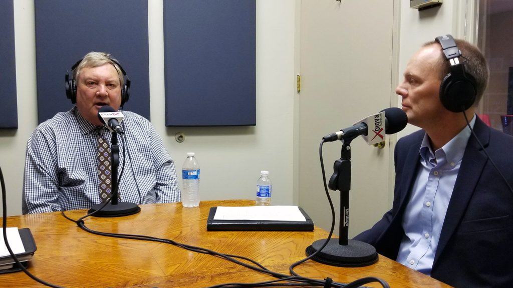 Dennis Webb with Fulton Homes Doug Reynolds with Washington Federal in the studio at Valley Business RadioX in Phoenix, Arizona