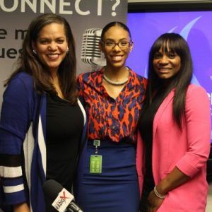 Dr. Isabelle Monlouis with Entrepreneurship and Innovation Institute and Chante Knox and Dia Davis with DelivHer