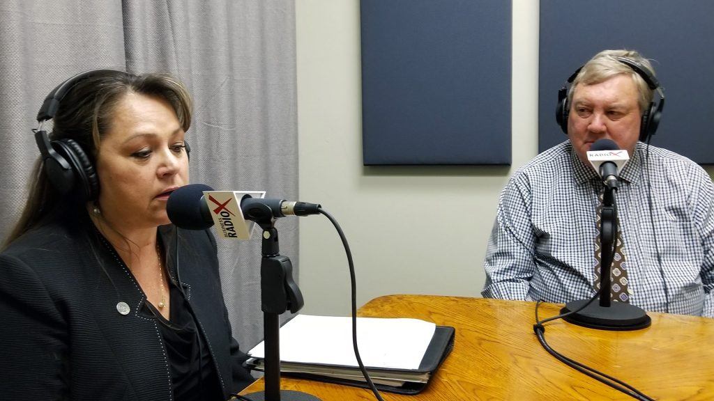 Paris Davis with Washington Federal and Dennis Webb with Fulton Homes in the studio at Valley Business RadioX in Phoenix, Arizona