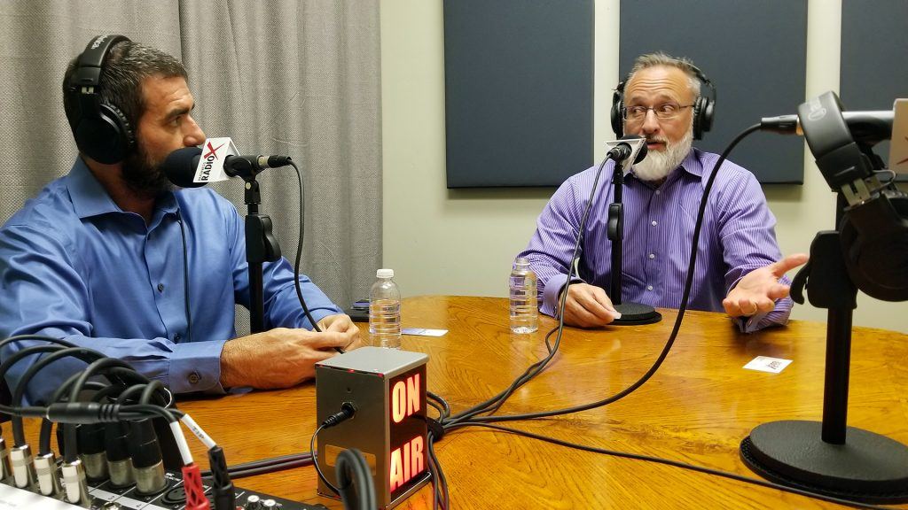 Joe Haldiman with Fit N' Seal and Linc Miller with Sandler Training on the radio at Valley Business RadioX in Phoenix, Arizona