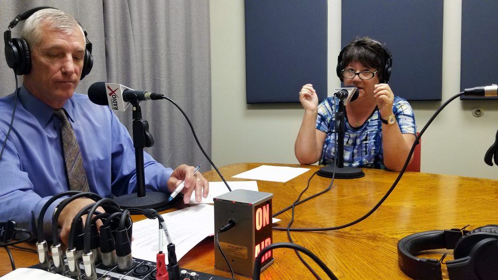 Scott Hanson and Abbie Fink with The Arizona 100 on the radio at Valley Business RadioX in Phoenix, Arizona