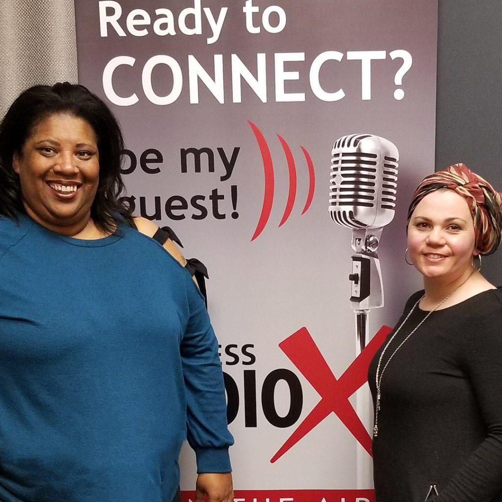 Adrienne Bryant with Bryant Commercial Real Estate and Shatha Barbour with Hera Hub Phoenix visit the Valley   Business RadioX studio in Phoenix, Arizona