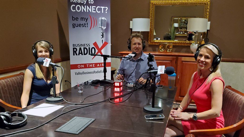 Amelia Warren, Adrian McIntyre, and Crystal MacGregor on the Valley Business Radio show in Phoenix, Arizona