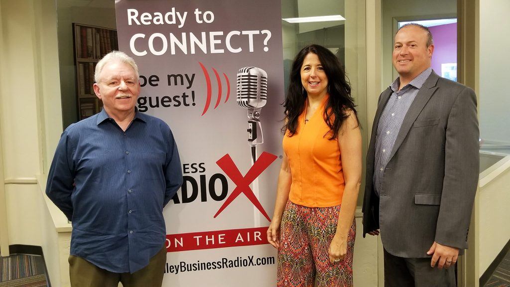 Barney Davey, Karen Jacobson, and Jeffrey Lynch visit the Valley Business RadioX studio in Phoenix, Arizona