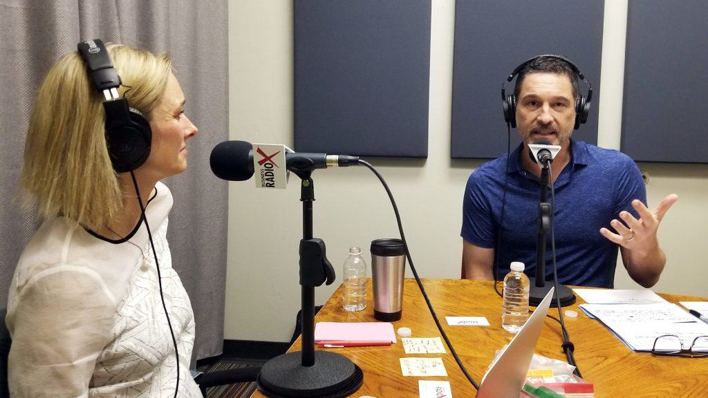 Camilla Nørgaard Jensen and Raoul Encinas visit the Valley Business RadioX studio in Phoenix, Arizona