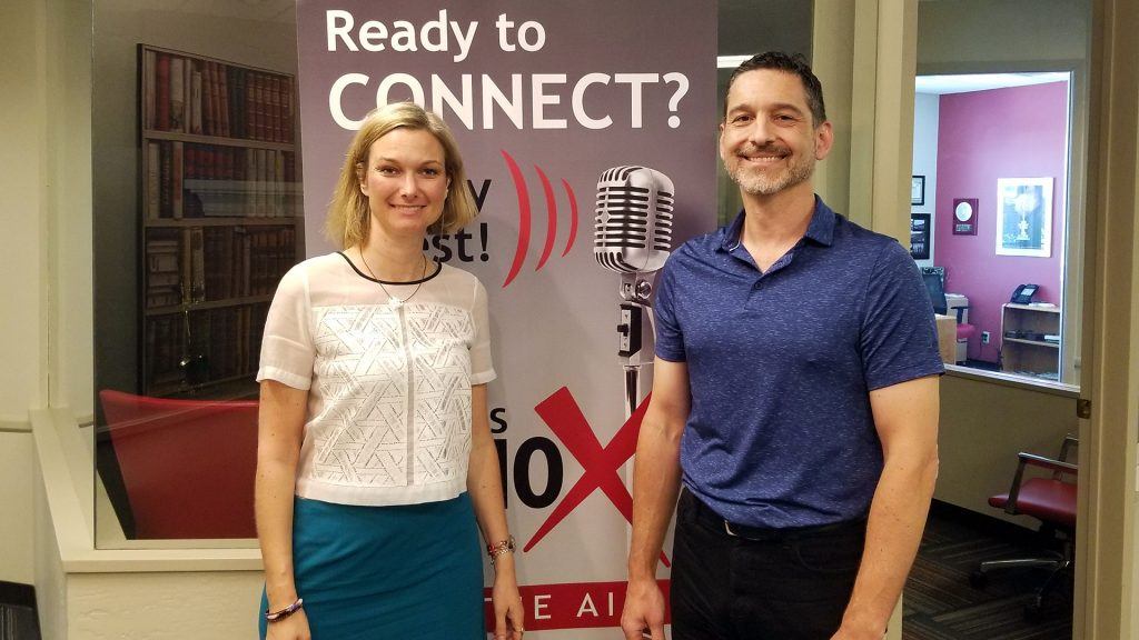 Camilla Nørgaard Jensen and Raoul Encinas visit the Valley Business RadioX studio in Phoenix, Arizona