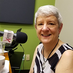 Laurie Battaglia with Aligned at Work in the studio at Valley Business RadioX in Phoenix, Arizona