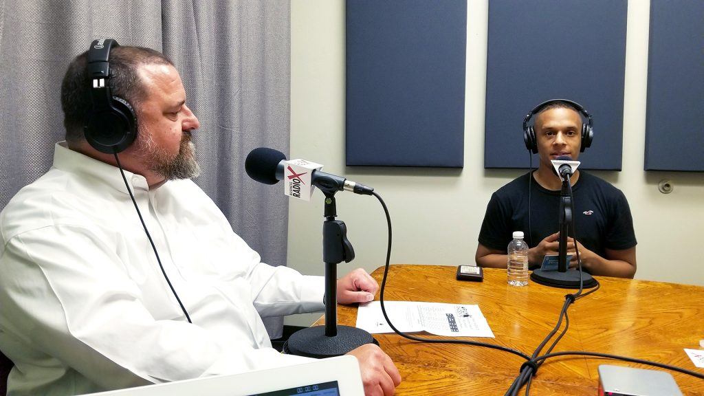 Phil Bradstock with the Phoenix Film Office and Patrik Matheson with Bridge on the radio at Valley Business RadioX in Phoenix, Arizona