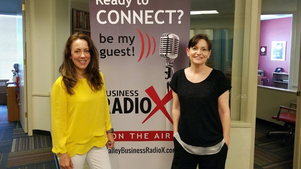 Stephanie Schull and Wendy Breakstone visit the Valley Business RadioX studio in Phoenix, Arizona