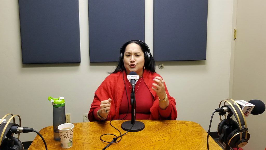 Natalia Ronceria Ceballos with La NRC on the radio at Valley Business RadioX in Phoenix, Arizona