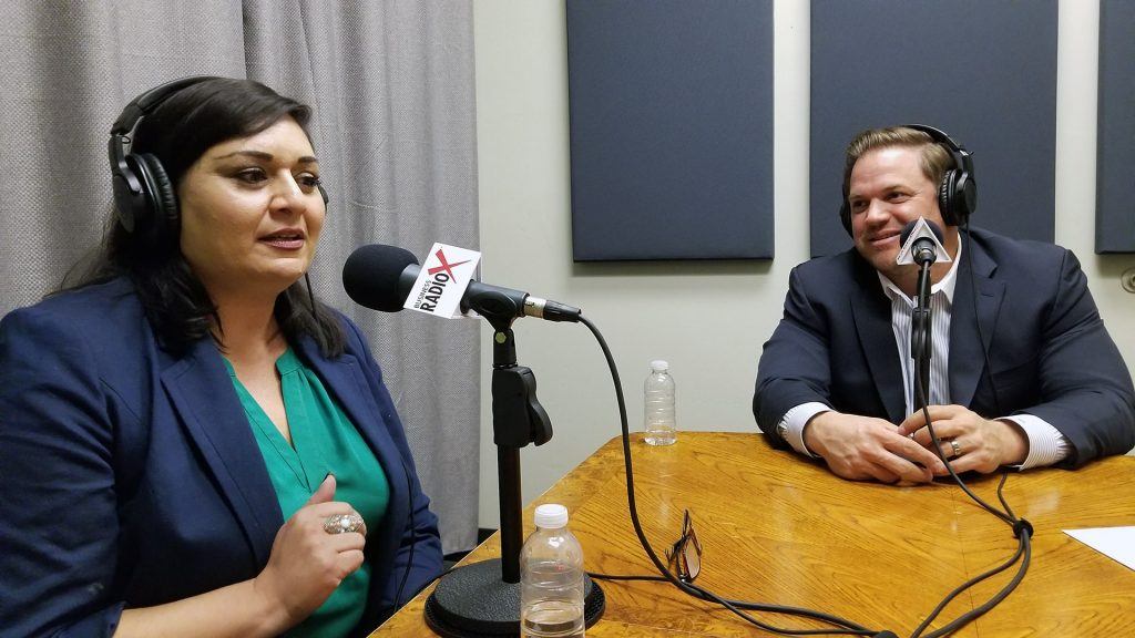 Seela Farani-Simmons with National Education Partners and Jonathan Keyser with Keyser on the radio at Valley Business RadioX in Phoenix, Arizona