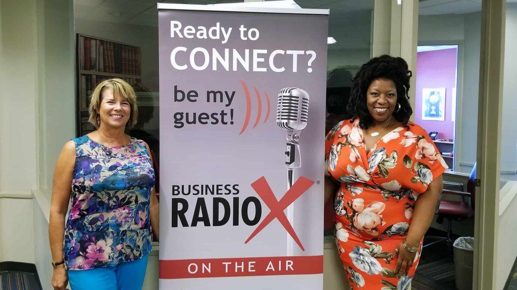 Susan Ratliff with Susan Ratliff Presents and LaCoya Shelton with Revolutionary HR Consulting visit the Valley Business RadioX studio in Phoenix, Arizona