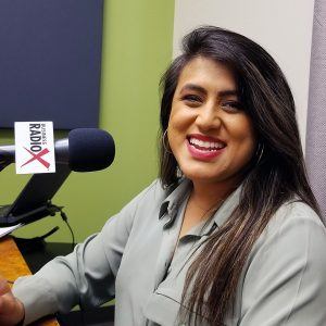 Ellie Pérez with the Arizona Education Association in the studio at Valley Business RadioX in Phoenix, Arizona