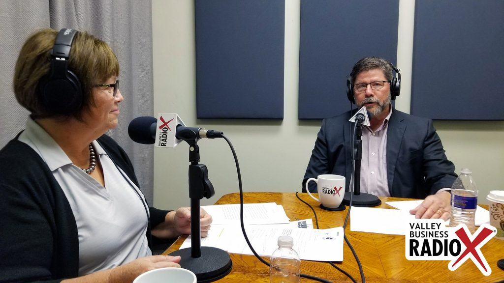 Brenda Martinez and Tom Davis with the Land Title Association of Arizona, Pioneer Title Agency, and Yavapai Title Agency talking on Valley Business Radio in Phoenix, Arizona