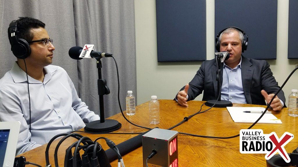 Khalid Al-Maskari and Dr. Roland Segal with HiMS on the radio at Valley Business RadioX in Phoenix, Arizona