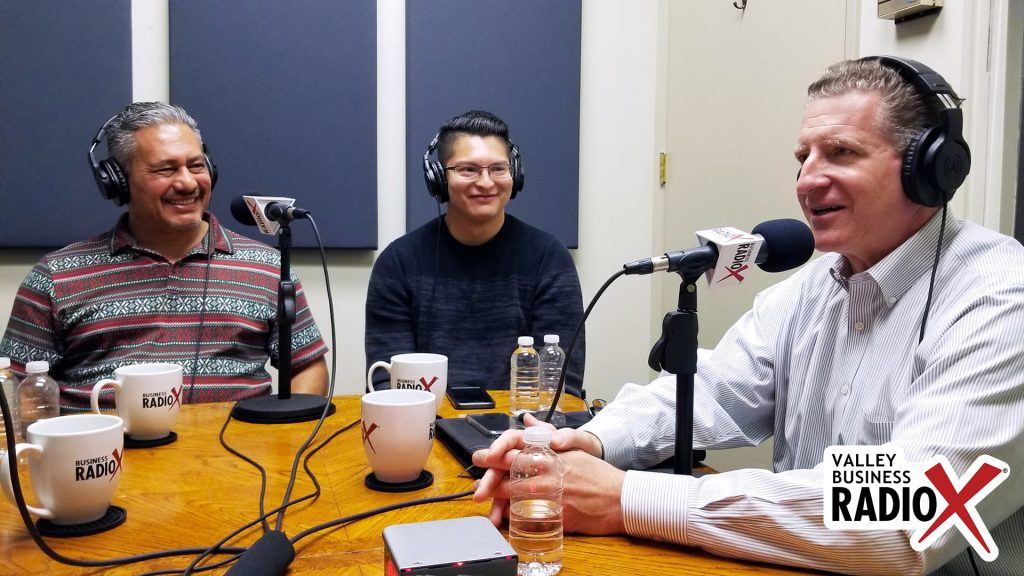 Jeffrey Garza Walker & Joshua Rodriguez with Cresa, Kevin Hull with BMO Harris Bank on the radio at Valley Business RadioX in Phoenix, Arizona