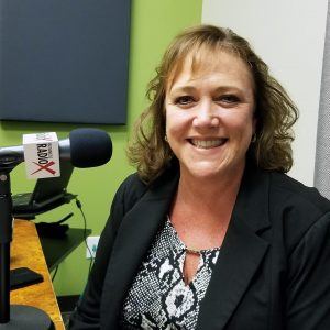 Jennifer Burge with WorldWise Coaching in the studio at Valley Business RadioX in Phoenix, Arizona