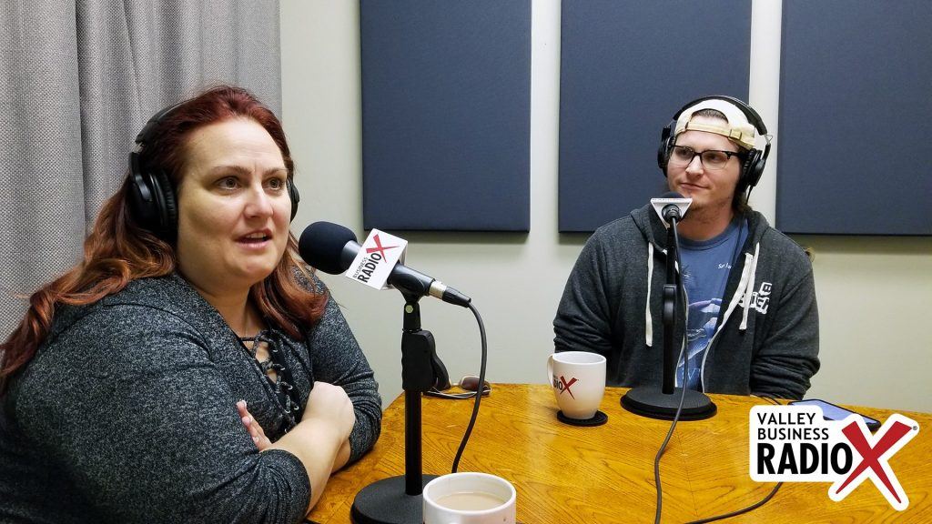 Amber Pechin and Reid Markel with Amplitude Media and PHX Startup Week speaking on Valley Business Radio in Phoenix, Arizona