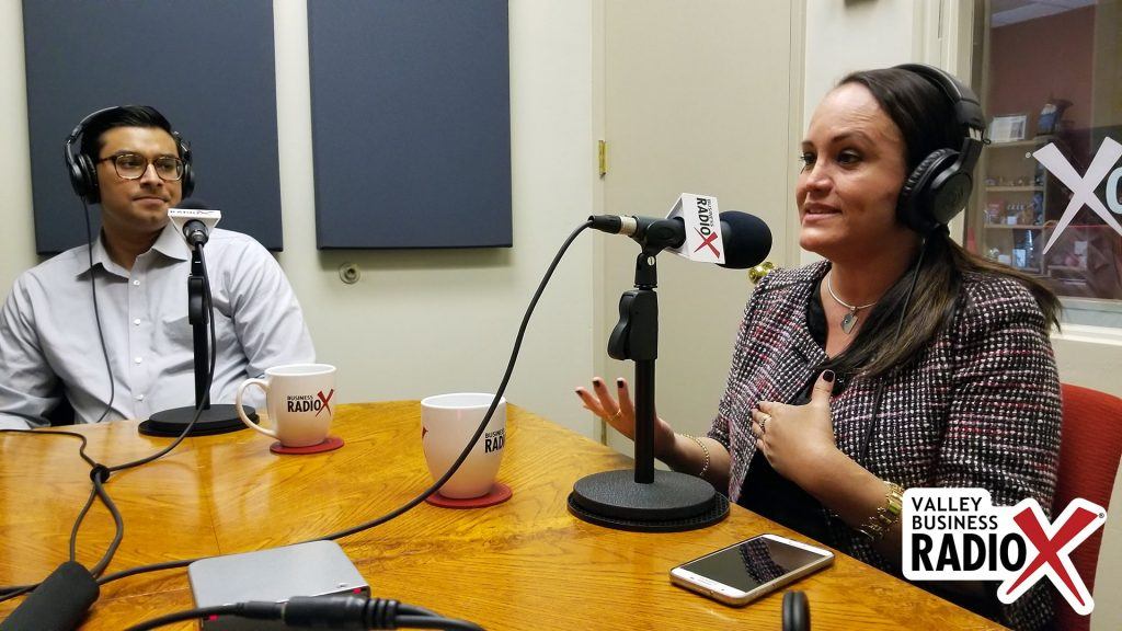 Omar Alam with Viasat and Melissa Armas with AZ Blockchain Initiative in the studio at Valley Business Radio in Phoenix, Arizona