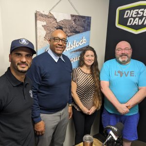 Caitlin Thomas with Cartersville Living, Dan Pineda with Atlanta Water Fire Damage and Martial Arts Master Michael E. Reid