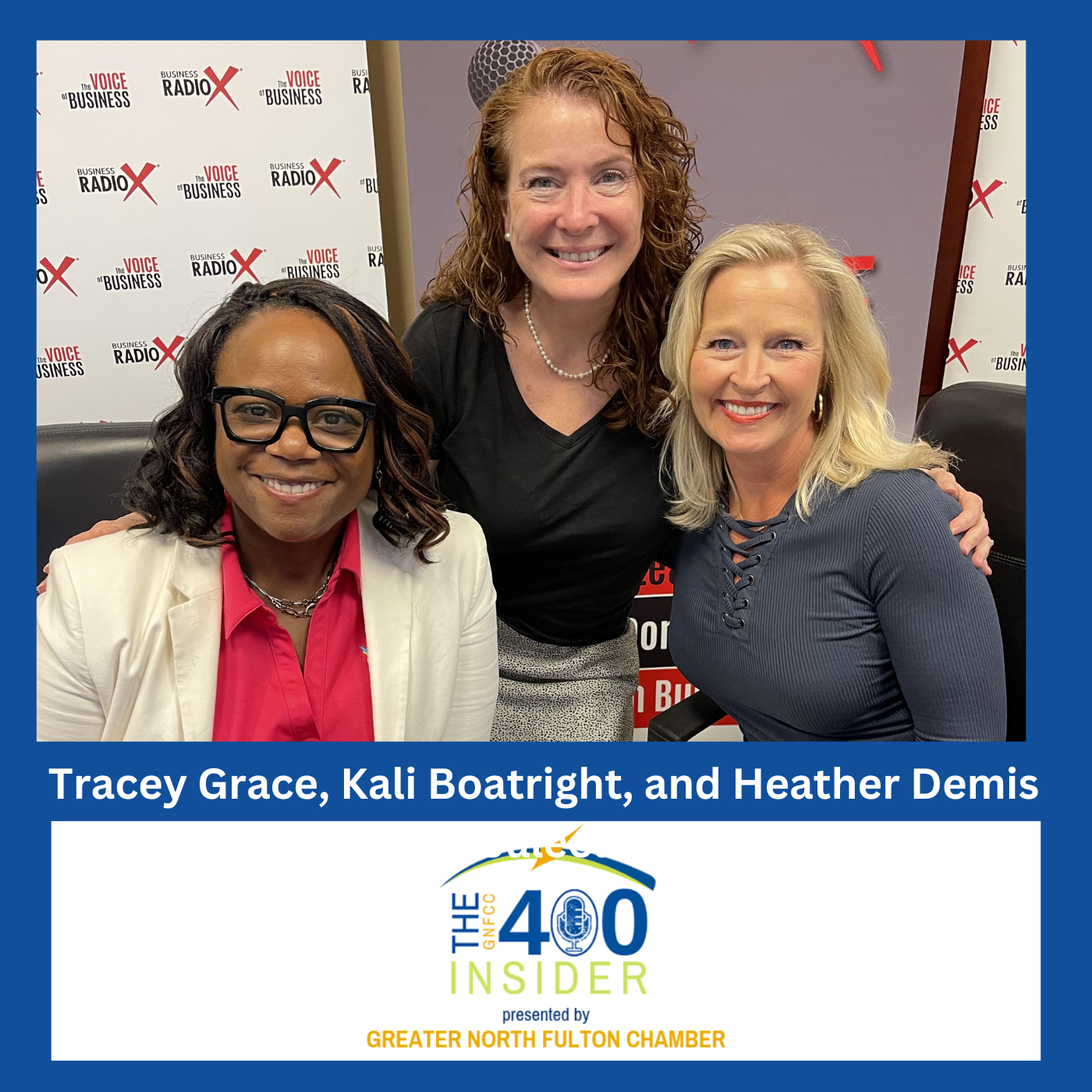 North Fulton Studio Tracey Grace, IBEX IT Business Experts, and Heather Demis, Anchor Marketing, with Kali Boatright, Greater North Fulton Chamber of Commerce
